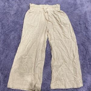 Women's drawstring Wide‎ Leg Linen Pants size small